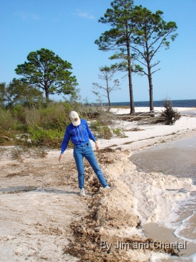  Thick sea foam at Mashes Sand beach.