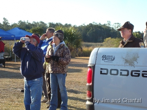  Excitement as whooping cranes and ultralight aircraft approach.