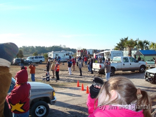  Spectators eagerly await ultralight  Operation Migration at St. Marks Florida, January 2010