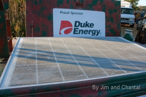  Frost on the crane cam solar panel  Operation Migration at St. Marks Florida, January 2010