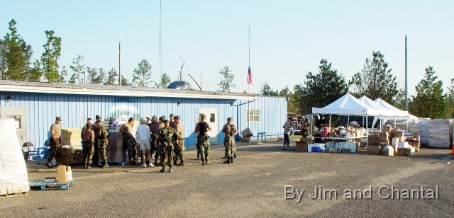  Point of Distribution 'POD' - Am.Leg.Post 58, Necaise, MS.   Hurricane Katrina Relief team included:  Deanie Necaise, local coordinator, with other local families   Florida Division of Forestry   838th MP Co. of Youngstown, OH   Florida Amateur Radio operators.