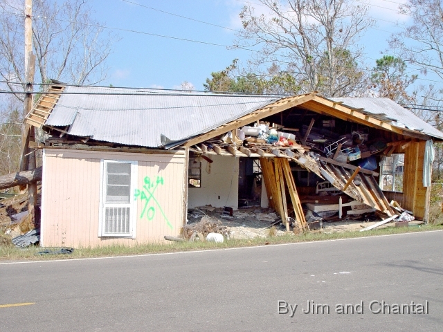  Home relocated to road by Katrina, So. Hancock Co., MS