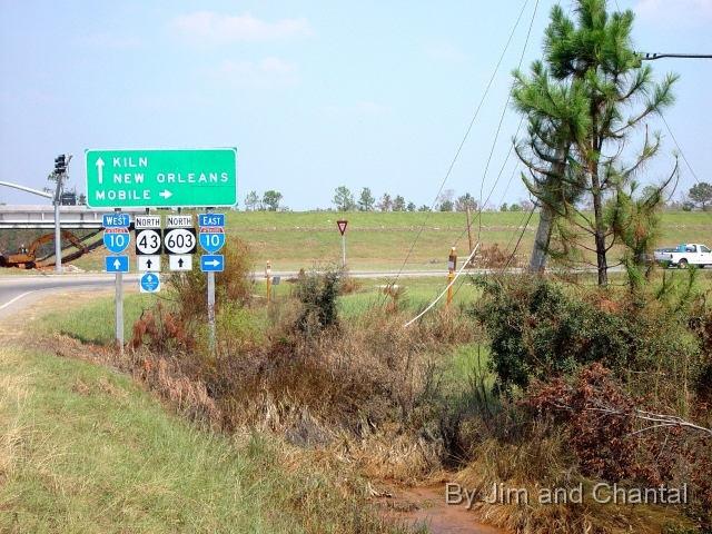  Surge debris line on I-10 embankment at Miss. Hwy. 603.