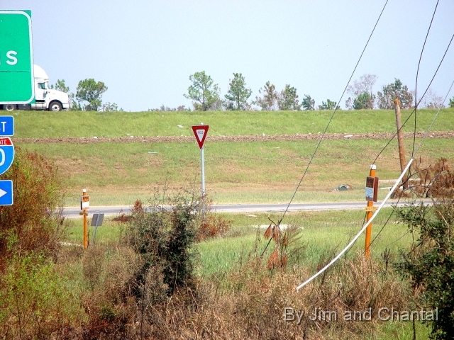  Storm surge debris lines I-10 embankment at Miss. Hwy. 603.